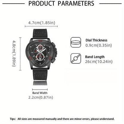 Men's Watch - 's 2-Piece Set Triangle Dial Silicone Strap & Retro Square Dial Faux - product detail view 44