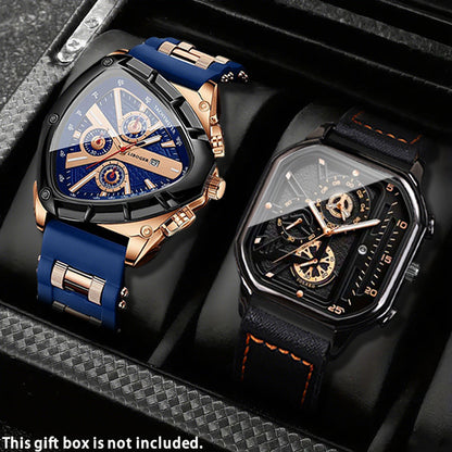 Men's Watch - 's 2-Piece Set Triangle Dial Silicone Strap & Retro Square Dial Faux - product detail view 53
