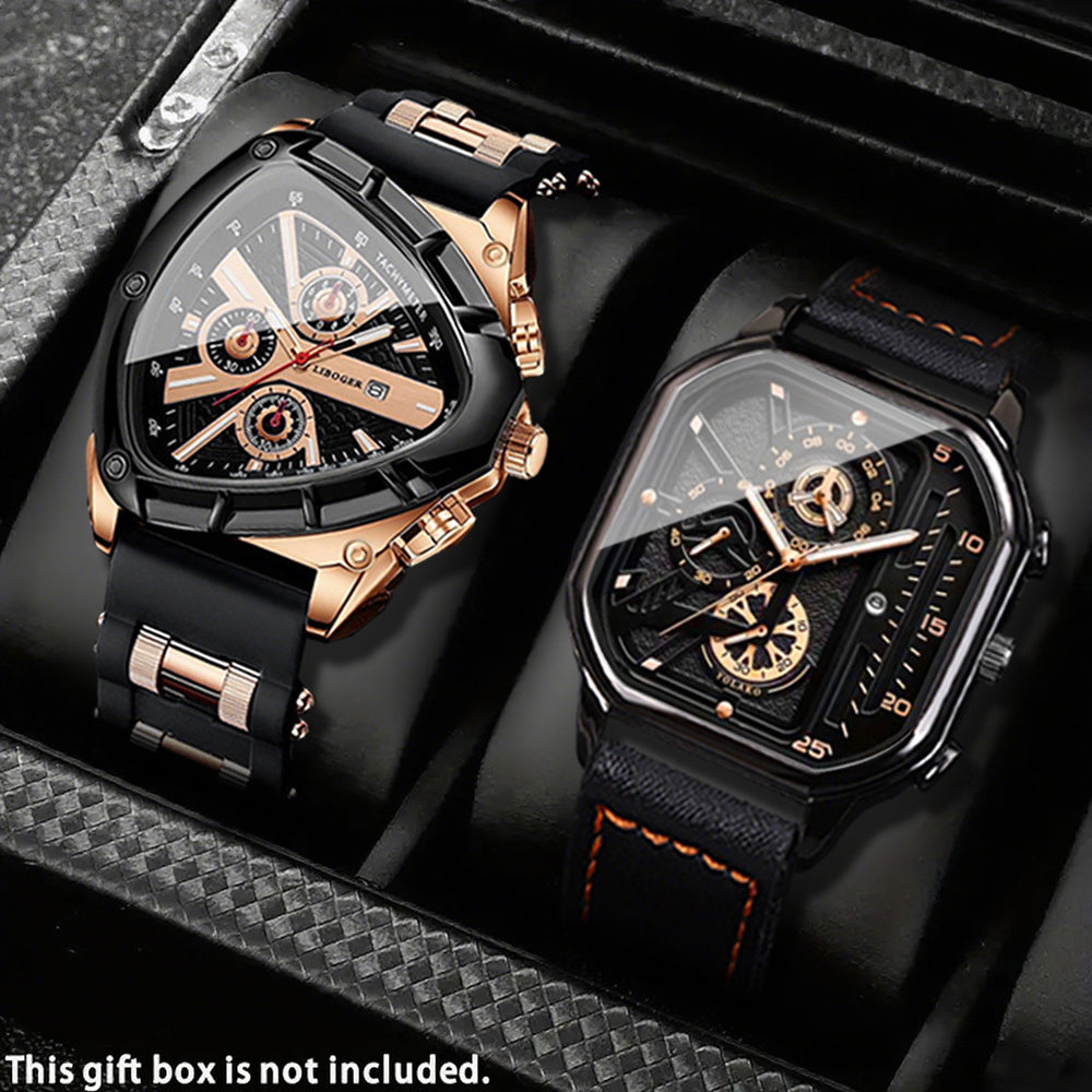 Men's Watch - 's 2-Piece Set Triangle Dial Silicone Strap & Retro Square Dial Faux - product detail view 54
