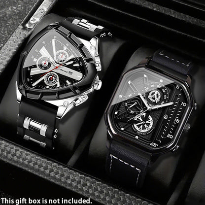 Men's Watch - 's 2-Piece Set Triangle Dial Silicone Strap & Retro Square Dial Faux - product detail view 56