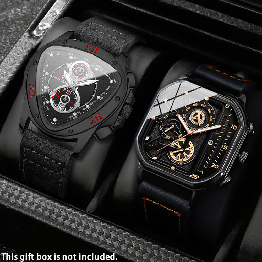 Men's Watch - 's 2-Piece Set Triangle Dial Silicone Strap & Retro Square Dial Faux - product detail view 58
