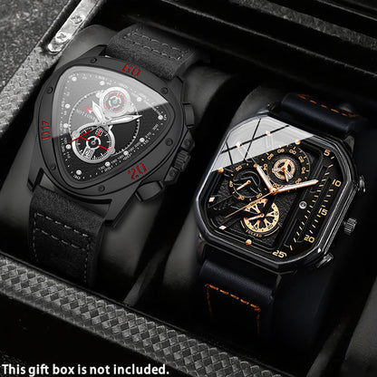 Men's Watch - 's 2-Piece Set Triangle Dial Silicone Strap & Retro Square Dial Faux - product detail view 58