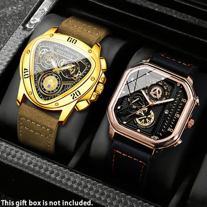 Men's Watch - 's 2-Piece Set Triangle Dial Silicone Strap & Retro Square Dial Faux - product detail view 59