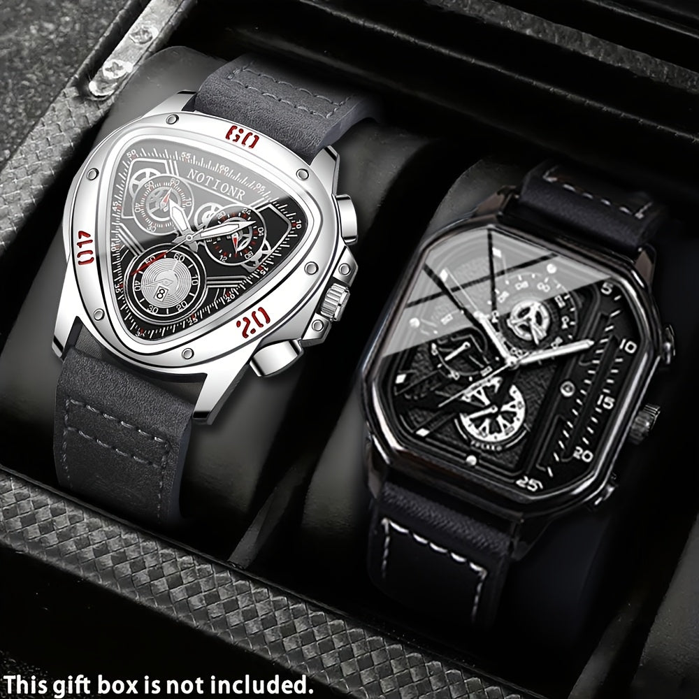 Men's Watch - 's 2-Piece Set Triangle Dial Silicone Strap & Retro Square Dial Faux - product detail view 60