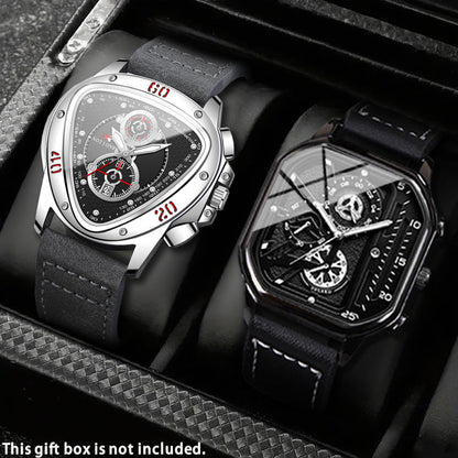 Men's Watch - 's 2-Piece Set Triangle Dial Silicone Strap & Retro Square Dial Faux - product detail view 61