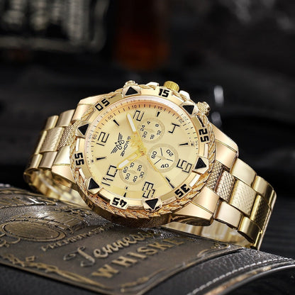 Men's Watch - 's Chunky Sport Gold & Silver Plated Chronograph-Style Bold Case, Blue - main product view