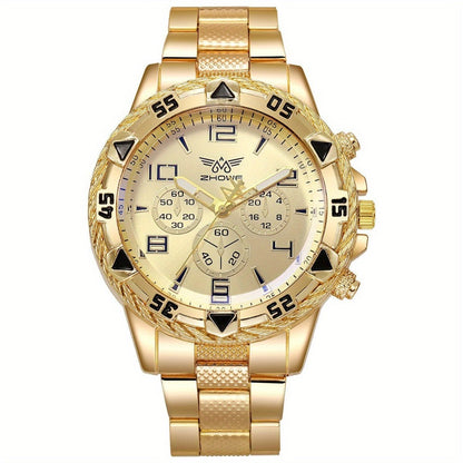 Men's Watch - 's Chunky Sport Gold & Silver Plated Chronograph-Style Bold Case, Blue - product detail view 5