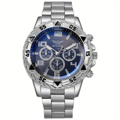 Men's Watch - 's Chunky Sport Gold & Silver Plated Chronograph-Style Bold Case, Blue - product detail view 7