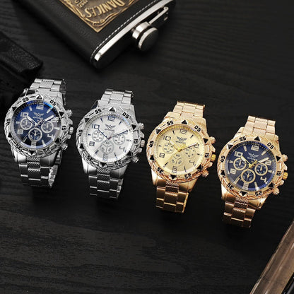Men's Watch - 's Chunky Sport Gold & Silver Plated Chronograph-Style Bold Case, Blue - product detail view 12