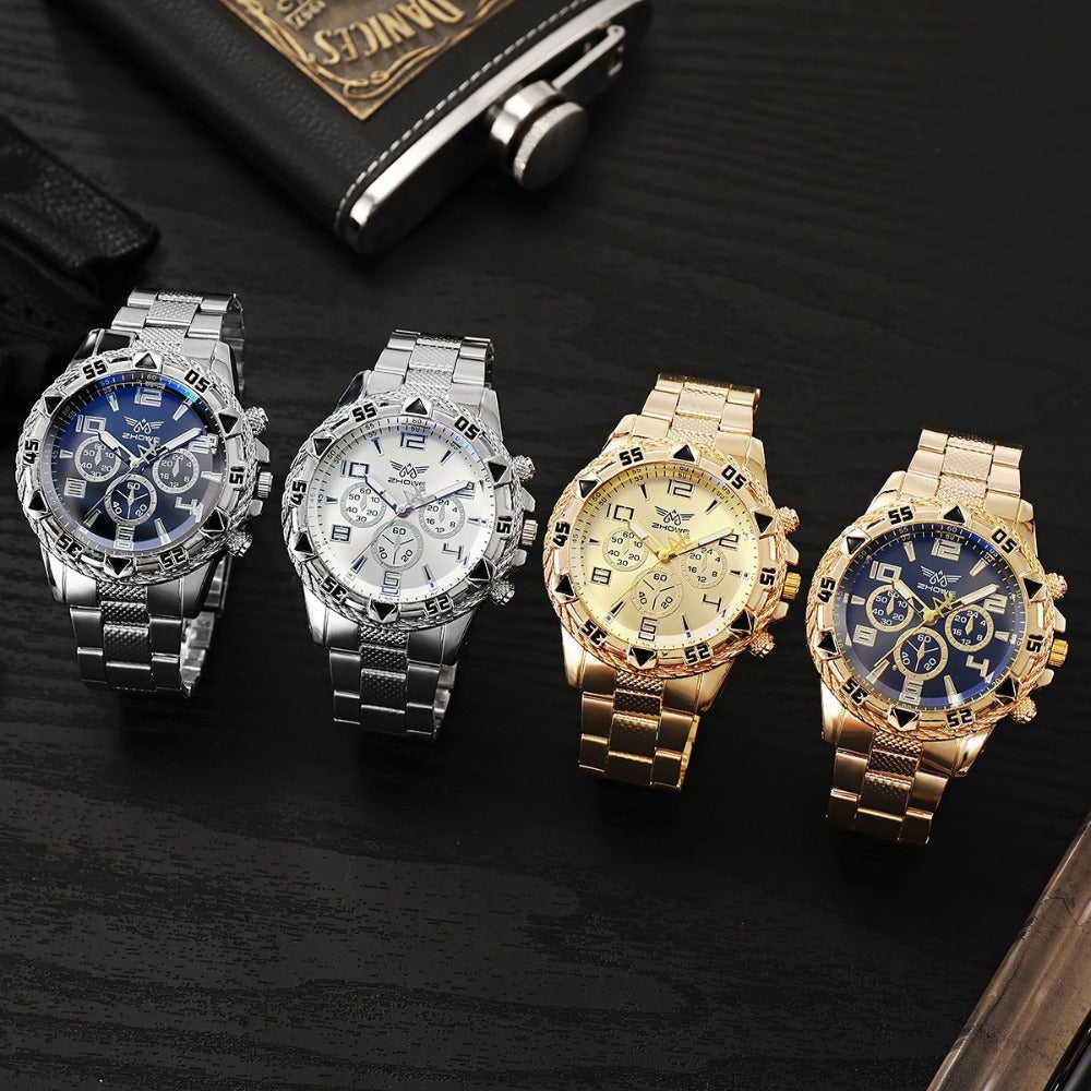 Men's Watch - 's Chunky Sport Gold & Silver Plated Chronograph-Style Bold Case, Blue - product detail view 14