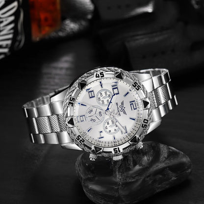 Men's Watch - 's Chunky Sport Gold & Silver Plated Chronograph-Style Bold Case, Blue - product detail view 18