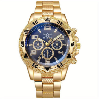 Men's Watch - 's Chunky Sport Gold & Silver Plated Chronograph-Style Bold Case, Blue - product detail view 20