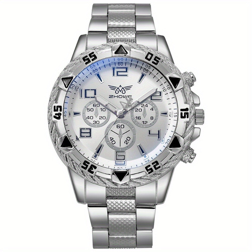 Men's Watch - 's Chunky Sport Gold & Silver Plated Chronograph-Style Bold Case, Blue - product detail view 22