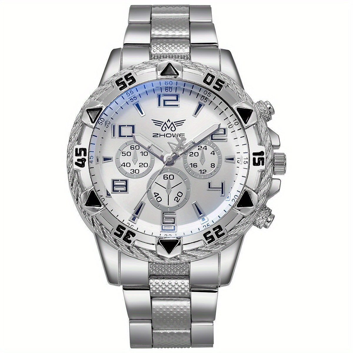 Men's Watch - 's Chunky Sport Gold & Silver Plated Chronograph-Style Bold Case, Blue - product detail view 26