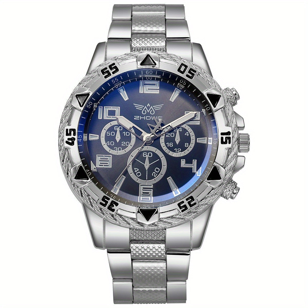 Men's Watch - 's Chunky Sport Gold & Silver Plated Chronograph-Style Bold Case, Blue - product detail view 27