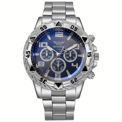 Men's Watch - 's Chunky Sport Gold & Silver Plated Chronograph-Style Bold Case, Blue - product detail view 27
