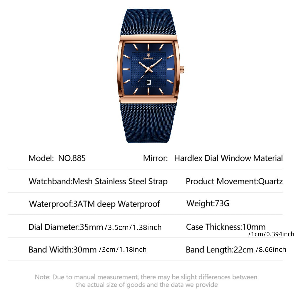 Men's Watch - 's Waterproof Fashion 3ATM Water Resistant, Stainless Steel Mesh Band - product detail view 2