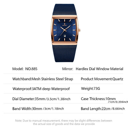 Men's Watch - 's Waterproof Fashion 3ATM Water Resistant, Stainless Steel Mesh Band - product detail view 21