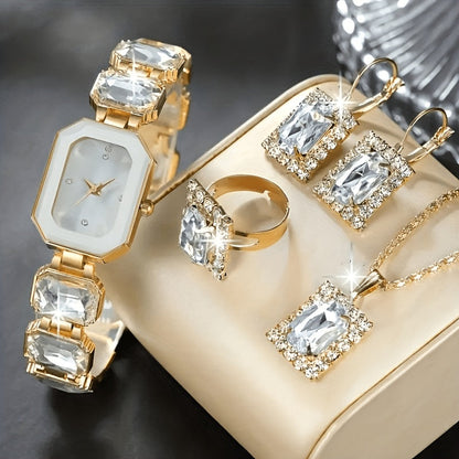 Women's Watch - Square Rhinestone & Jewelry Set for 5pcs - Light Luxury Alloy Chain - product detail view 14