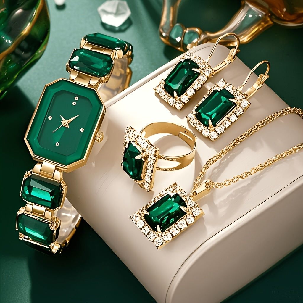 Women's Watch - Square Rhinestone & Jewelry Set for 5pcs - Light Luxury Alloy Chain - product detail view 15