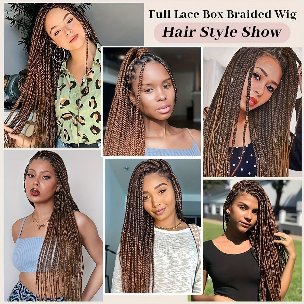 Women's Wig - Box Braided Full Lace 28 Inch Handmade for - No Knots Knotless Braids - product detail view 2