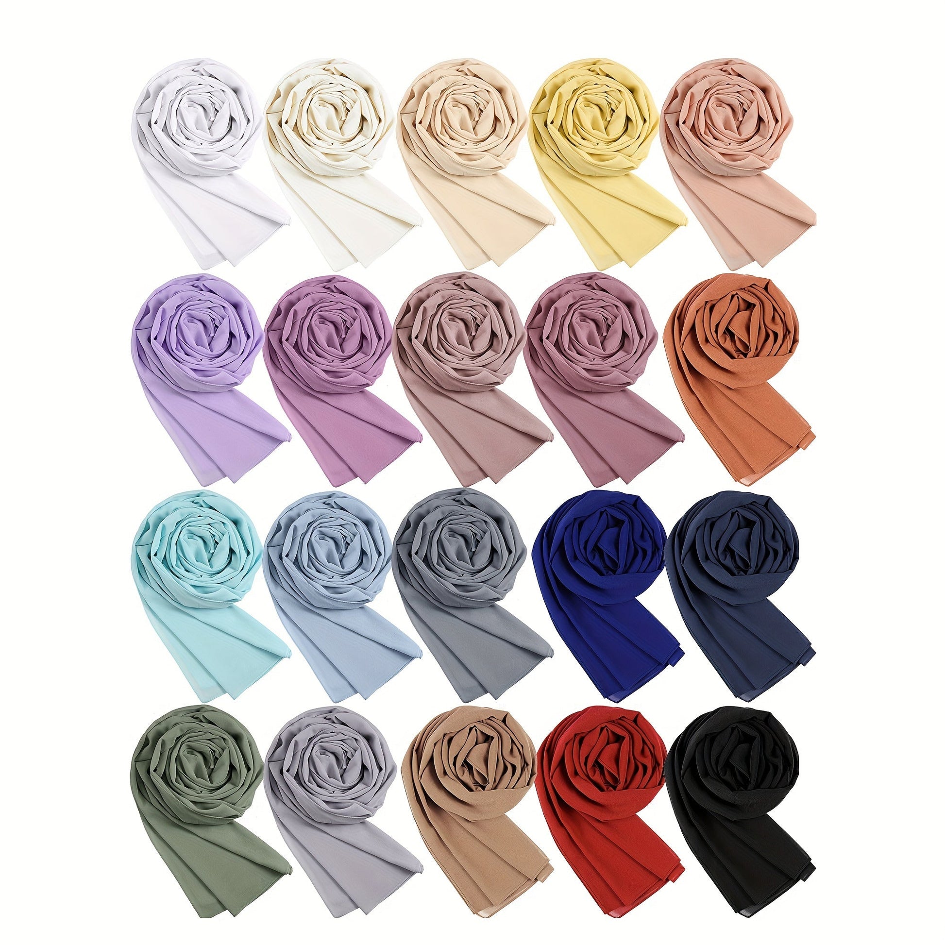 Scarf for Women - Chiffon Hijab 20 Pack Soft Lightweight Long Head Wrap for Muslim - 20 - product detail view 8
