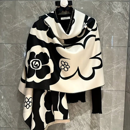 Scarf for Women - Floral Shawl for - Soft Imitation Cashmere Warm Fringe Blanket , Elegant - main product view