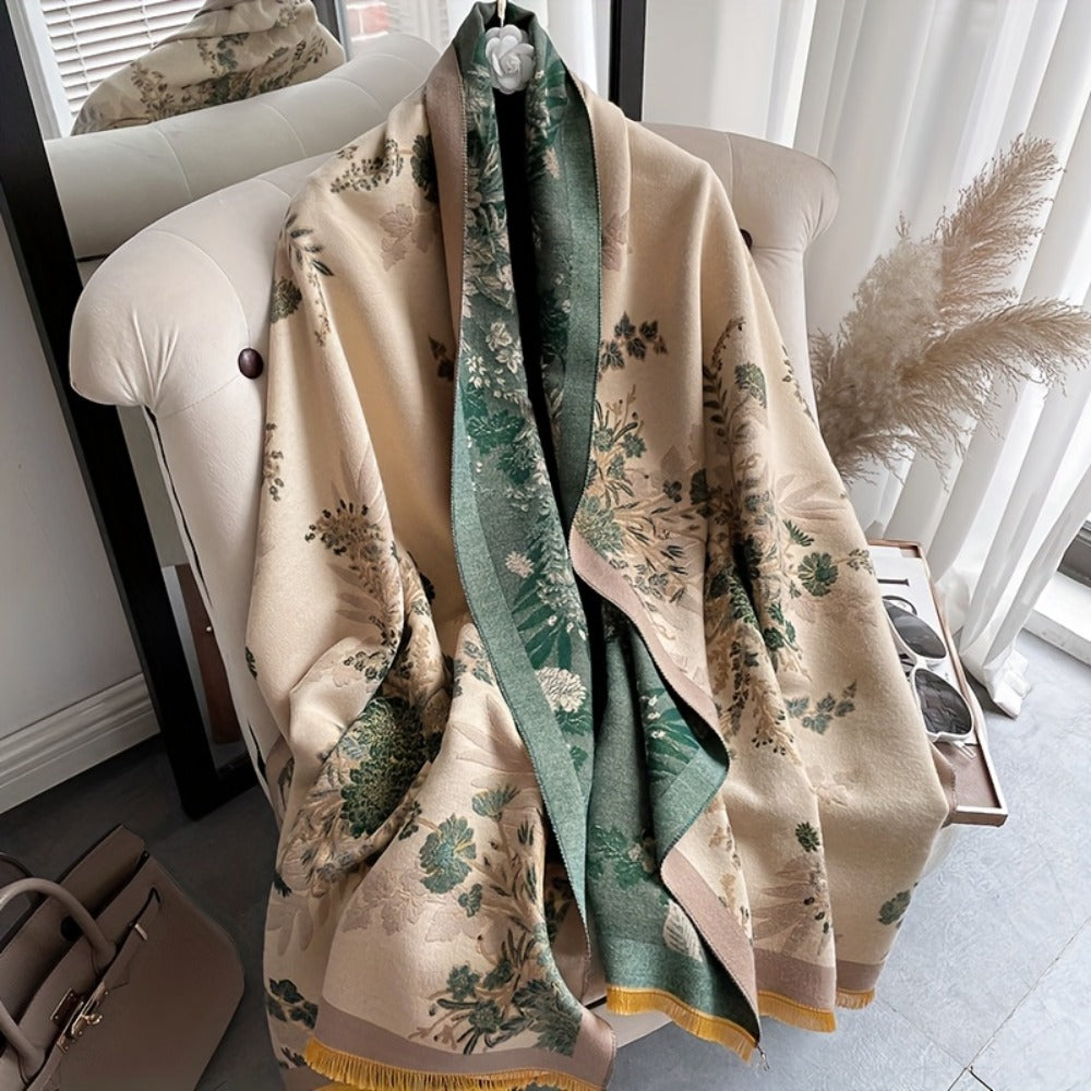 Scarf for Women - Pashmina Shawl for - Large Warm Wool Blend Wrap 72x25 Inch, All-Season - product detail view 3