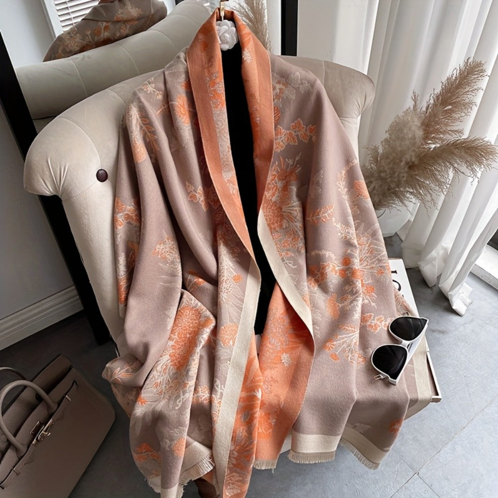 Scarf for Women - Pashmina Shawl for - Large Warm Wool Blend Wrap 72x25 Inch, All-Season - product detail view 4