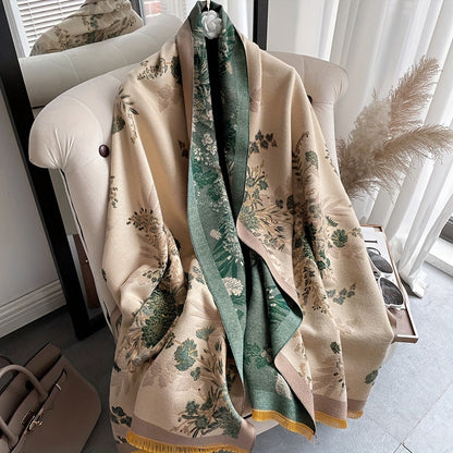 Scarf for Women - Pashmina Shawl for - Large Warm Wool Blend Wrap 72x25 Inch, All-Season - product detail view 12
