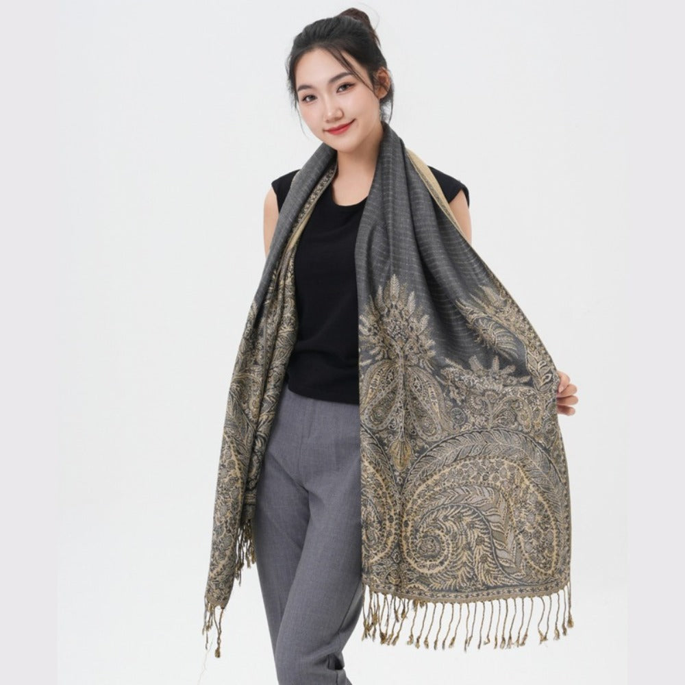 Scarf for Women - Pashmina Shawl for Thick Paisley Phoenix Tail Pattern Warm Wrap Large Soft - product detail view 10
