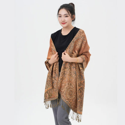 Scarf for Women - Pashmina Shawl for Thick Paisley Phoenix Tail Pattern Warm Wrap Large Soft - product detail view 46