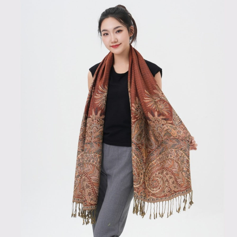 Scarf for Women - Pashmina Shawl for Thick Paisley Phoenix Tail Pattern Warm Wrap Large Soft - product detail view 49