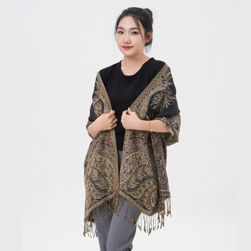 Scarf for Women - Pashmina Shawl for Thick Paisley Phoenix Tail Pattern Warm Wrap Large Soft - product detail view 51