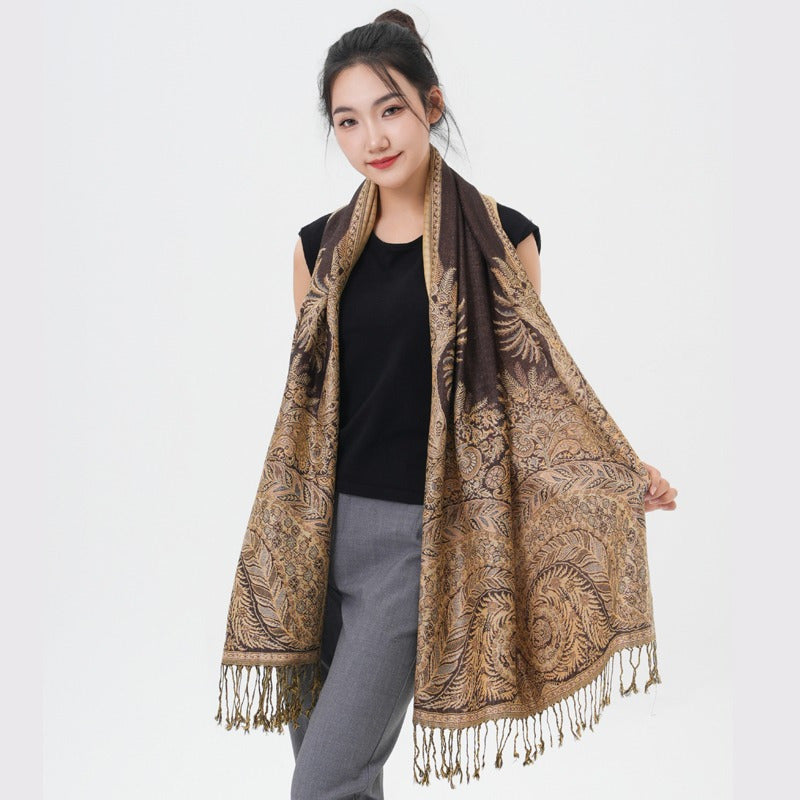 Scarf for Women - Pashmina Shawl for Thick Paisley Phoenix Tail Pattern Warm Wrap Large Soft - product detail view 53