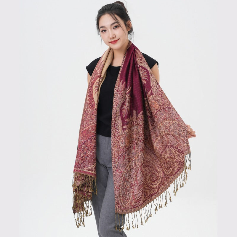 Scarf for Women - Pashmina Shawl for Thick Paisley Phoenix Tail Pattern Warm Wrap Large Soft - product detail view 55