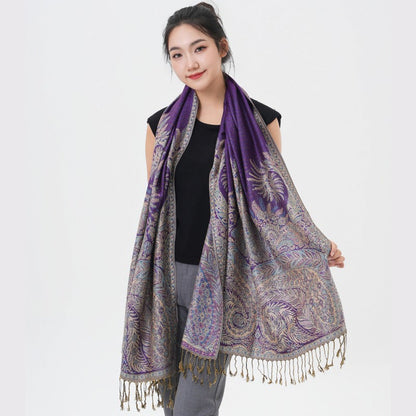 Scarf for Women - Pashmina Shawl for Thick Paisley Phoenix Tail Pattern Warm Wrap Large Soft - product detail view 58