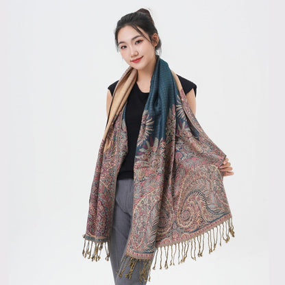 Scarf for Women - Pashmina Shawl for Thick Paisley Phoenix Tail Pattern Warm Wrap Large Soft - product detail view 59