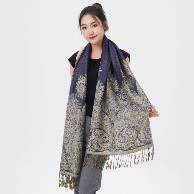 Scarf for Women - Pashmina Shawl for Thick Paisley Phoenix Tail Pattern Warm Wrap Large Soft - product detail view 63