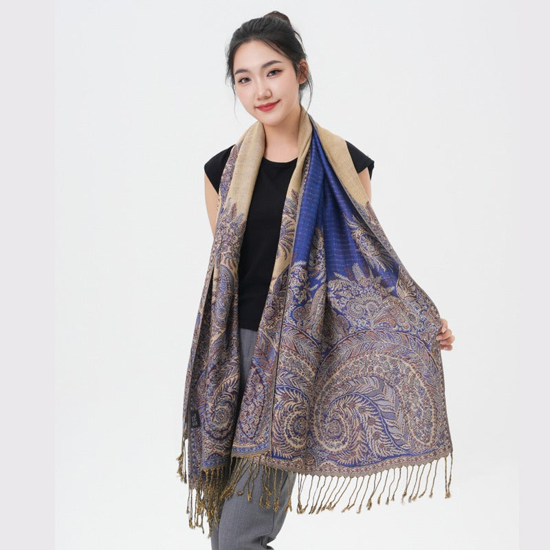 Scarf for Women - Pashmina Shawl for Thick Paisley Phoenix Tail Pattern Warm Wrap Large Soft - product detail view 64