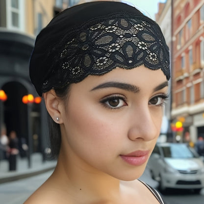 Scarf for Women - 's Lace Trim Soft Stretchy Breathable Head Wrap Hijab Shawl for Ramadan - product detail view 3