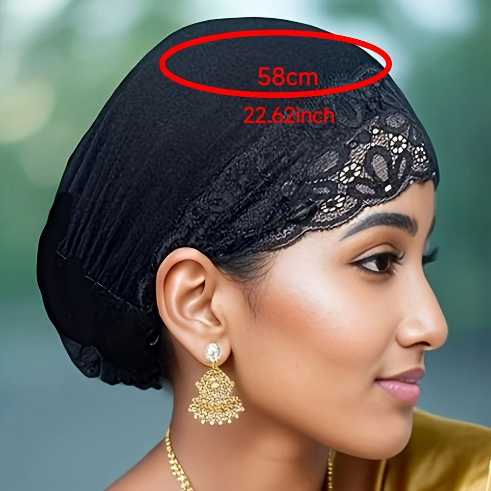 Scarf for Women - 's Lace Trim Soft Stretchy Breathable Head Wrap Hijab Shawl for Ramadan - product detail view 4