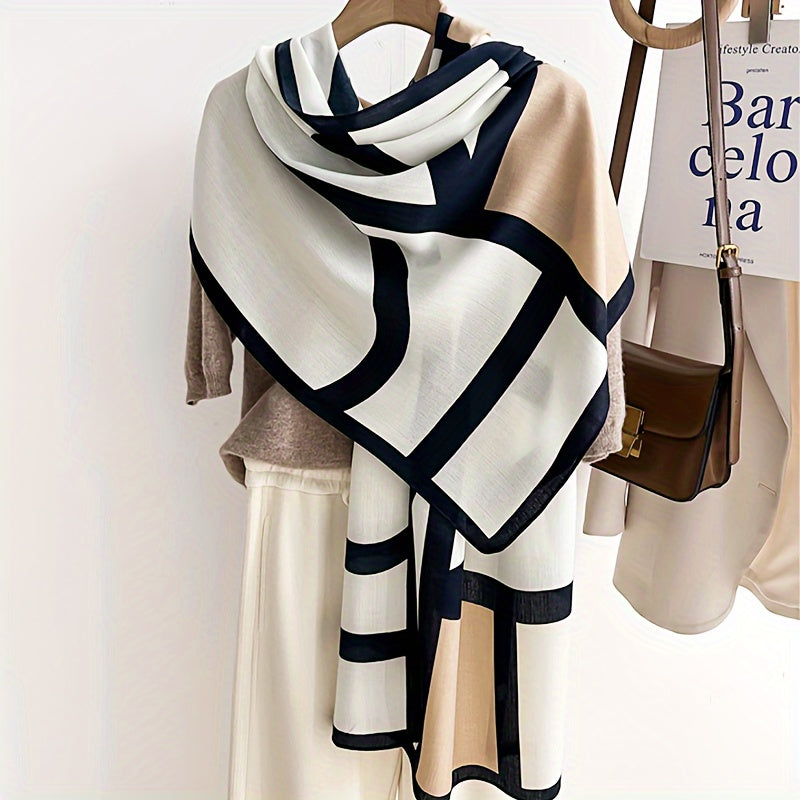 Scarf for Women - 's Shawl Viscose Geometric Print Windproof Sun Protection Lightweight Wrap - product detail view 14