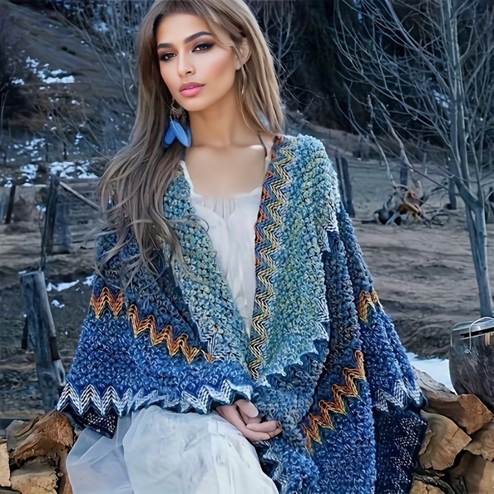 Scarf for Women - 's Tassel Shawl Ethnic Style Retro Cape Wrap Lightweight Travel Vacation - product detail view 2