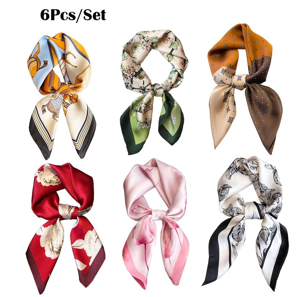Scarf for Women - Satin Hair Set of 6 Silk-Feel Head & Neck for | Ribbon Headband Sleeping - product detail view 3
