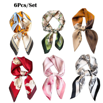 Scarf for Women - Satin Hair Set of 6 Silk-Feel Head & Neck for | Ribbon Headband Sleeping - product detail view 12