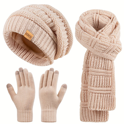 Scarf for Women - Winter Set 3-in-1 Hat Long Touchscreen Gloves Soft Warm Cold Weather - product detail view 14
