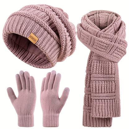 Scarf for Women - Winter Set 3-in-1 Hat Long Touchscreen Gloves Soft Warm Cold Weather - product detail view 16