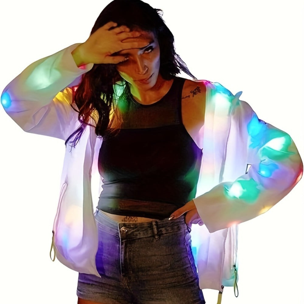 Sequin Jacket - Women LED Light-Up Glitter Blazer Rave Outfit Carnival Costume Stage - product detail view 6