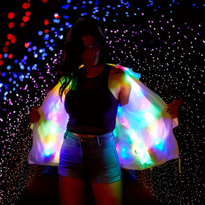 Sequin Jacket - Women LED Light-Up Glitter Blazer Rave Outfit Carnival Costume Stage - product detail view 7